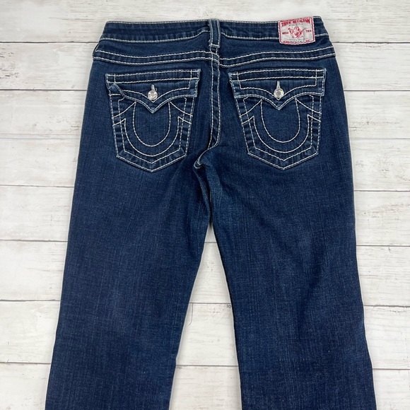 True Religion USA Made Women’s Size 31 Disco Billy Big T Denim Blue Jeans - Picture 4 of 14